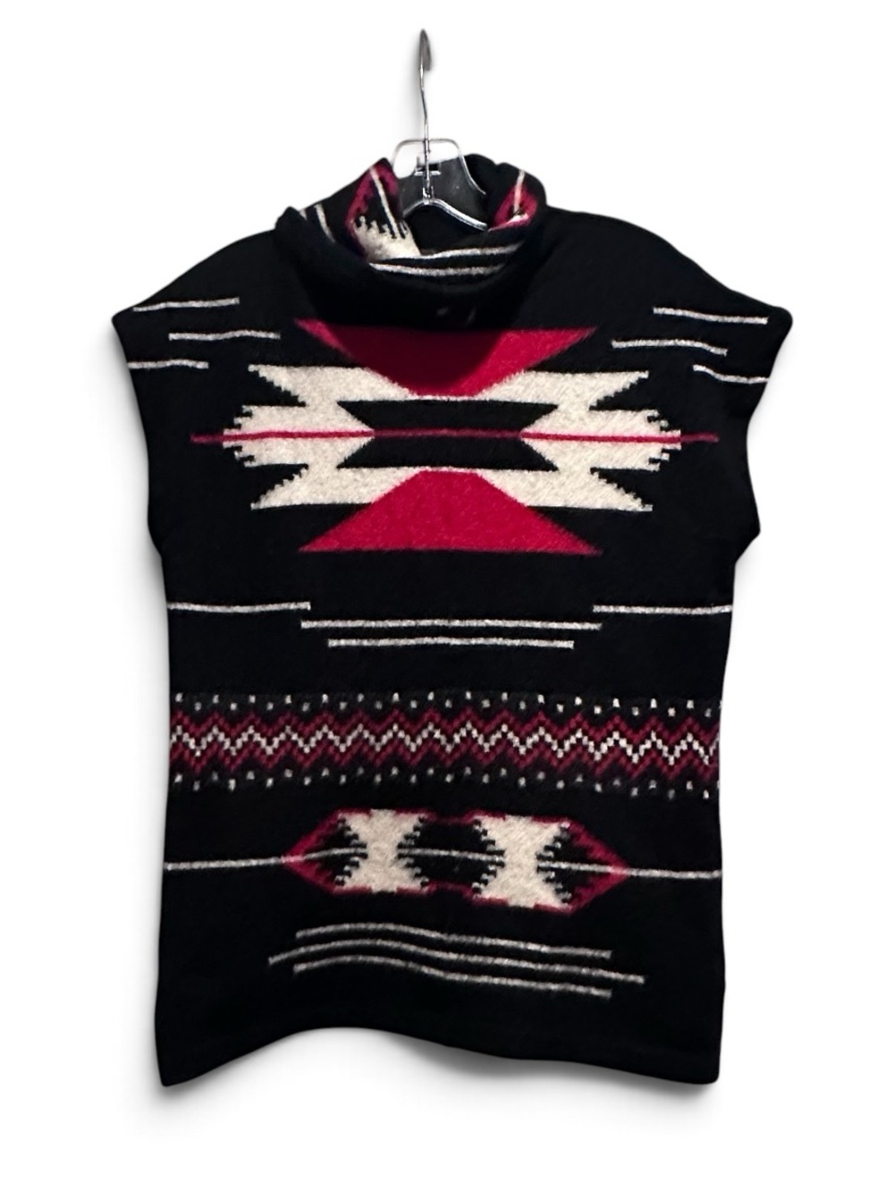 Ralph Lauren Vintage Aztec Southwestern Sleeveless Wool Vest MEDIUM Black Red